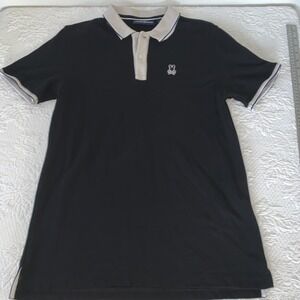 Psycho Bunny Polo Shirt Mens Small Size 4 Black Classic Pique Pima Cotton